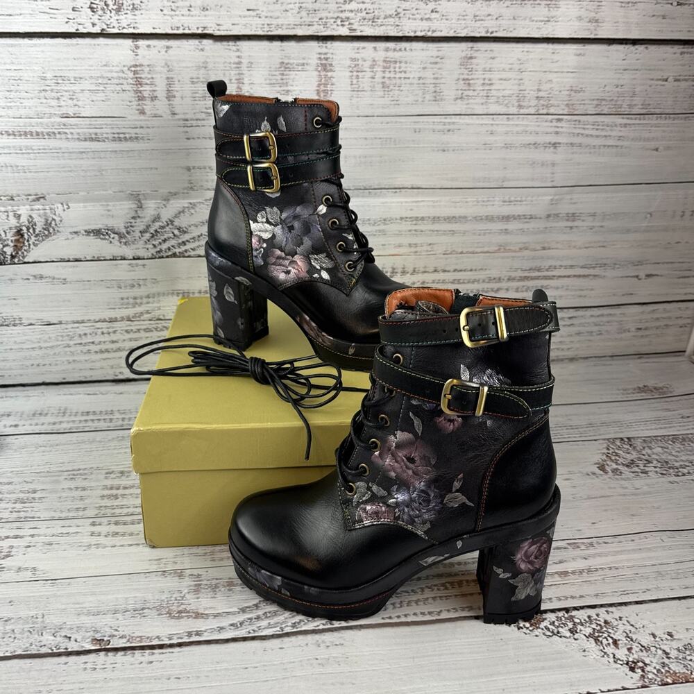 Spring Step L'Artiste Willaria Womens EU 36 US 5.5-6 Ankle Boots Black Multi